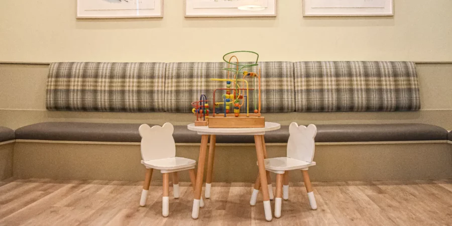 Courtfield Private Practice Waiting Room with a children's table