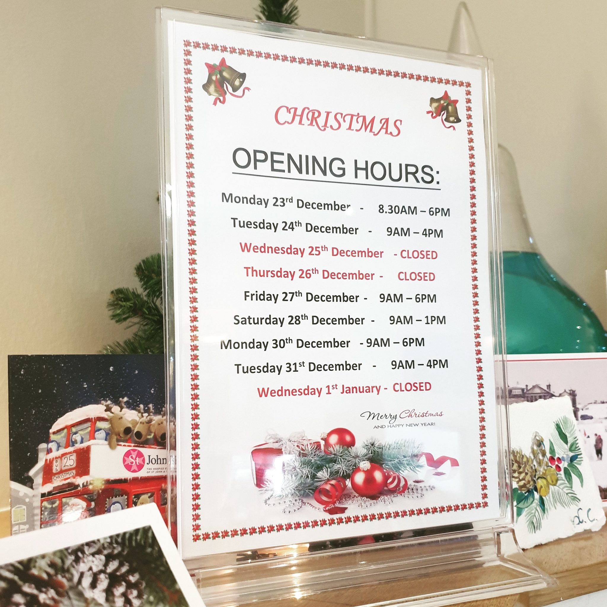 Christmas Opening Hours 2020 🎄🎅